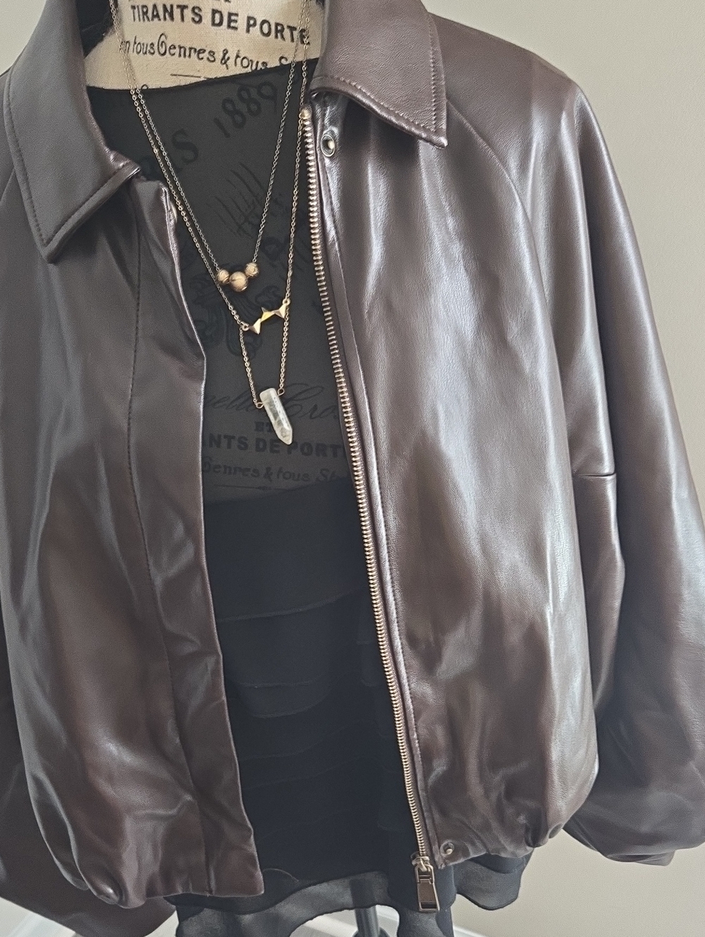 Rebecca Minkoff Dark Brown Leather Bomber Jacket